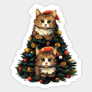 Cat Christmas Tree Sticker